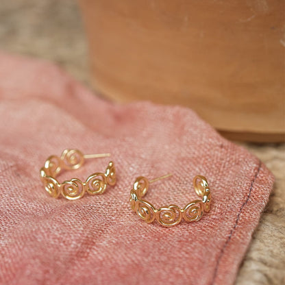 Spiral Hoop Earrings 18ct Gold Plate