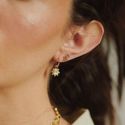 Spiral Sun Charm Earrings 18ct Gold Plate