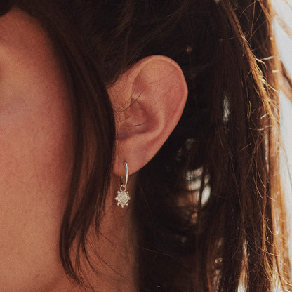 Spiral Sun Charm Earrings Sterling Silver