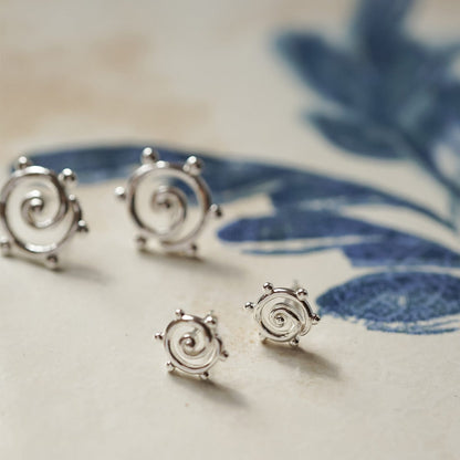 Spiral Sun Mini Stud Earrings Sterling Silver