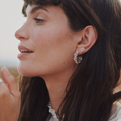 Spiral Sun Mini Stud Earrings Sterling Silver