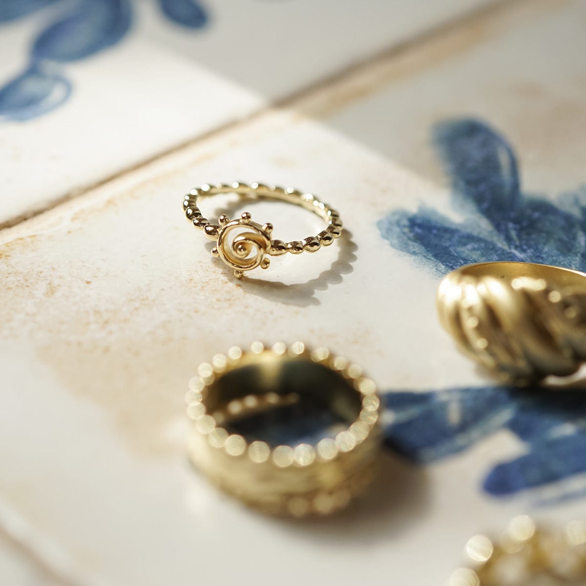 Spiral Sun Stacking Ring 18ct Gold Plate