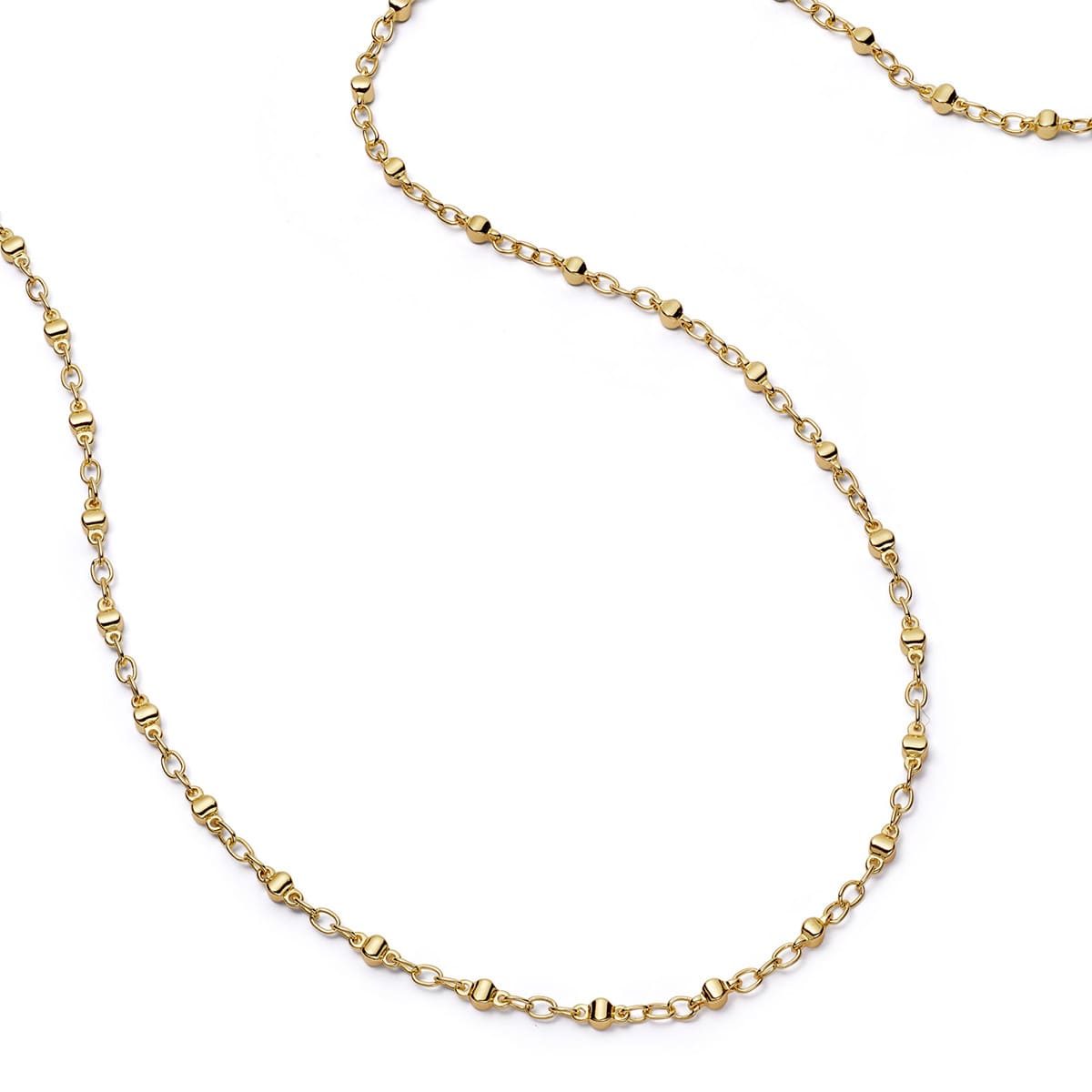 Square Bead Chain Necklace 18ct Gold Plate