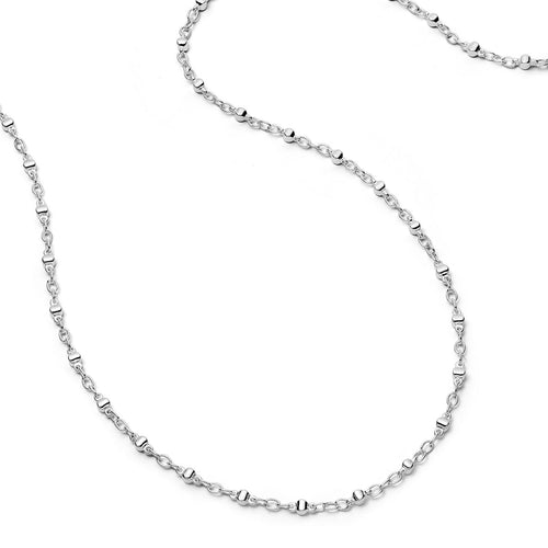 Square Bead Chain Necklace Silver Plate