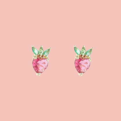 Strawberry Sweetheart Stud Earrings
