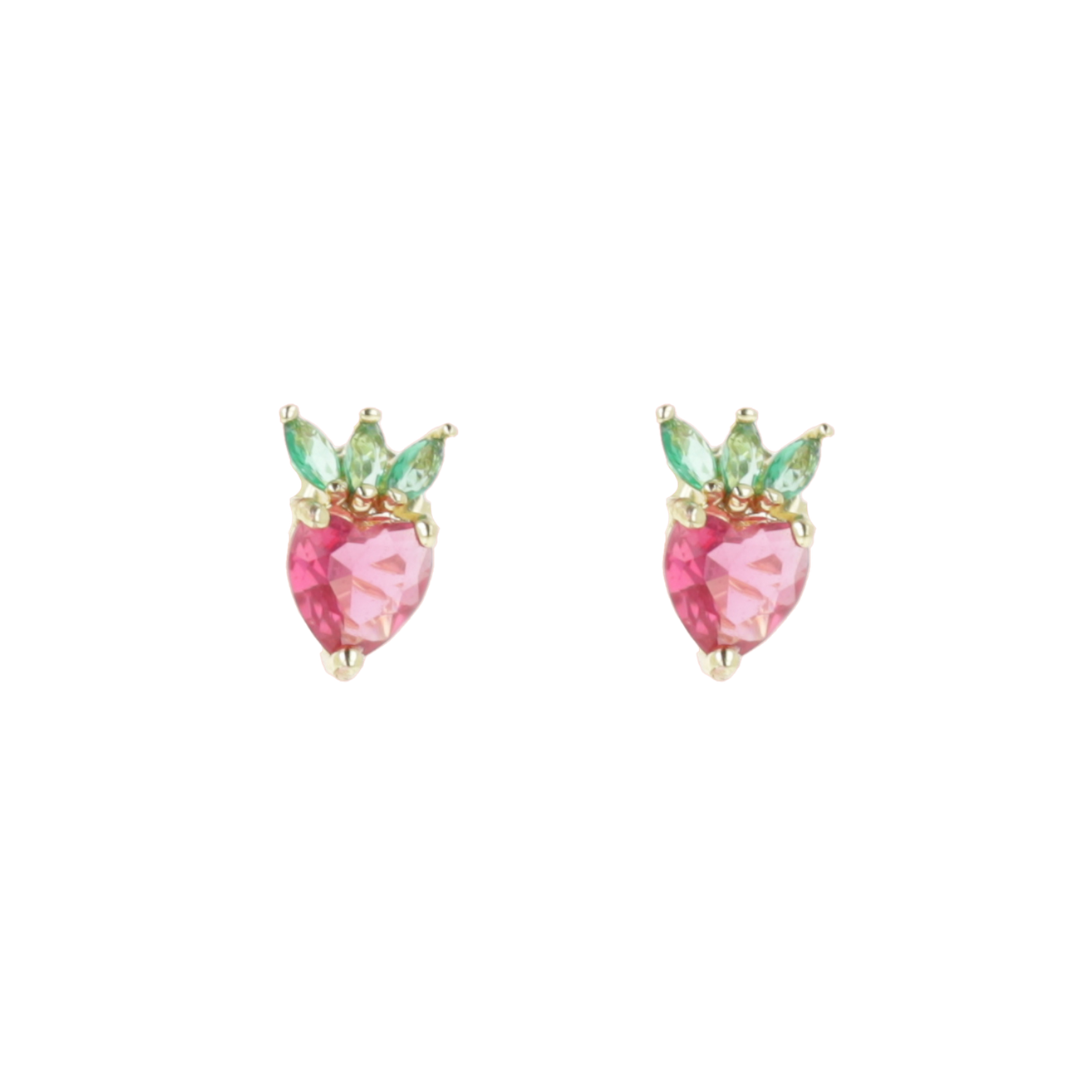 Strawberry Sweetheart Stud Earrings