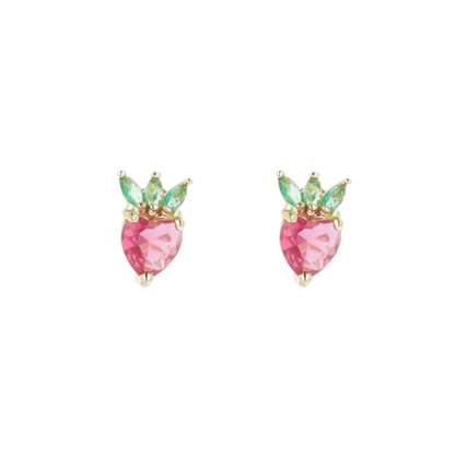 Strawberry Sweetheart Stud Earrings