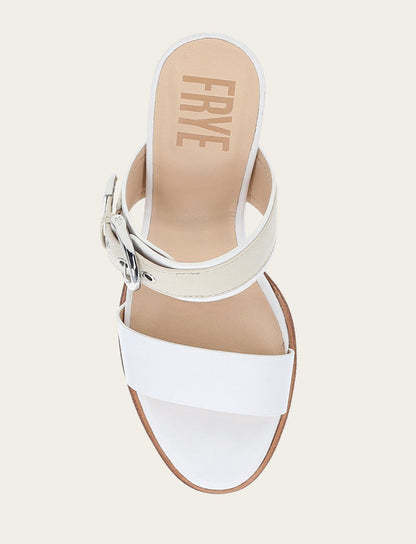 Stella Buckle Slide - White/Ivory - Top Down