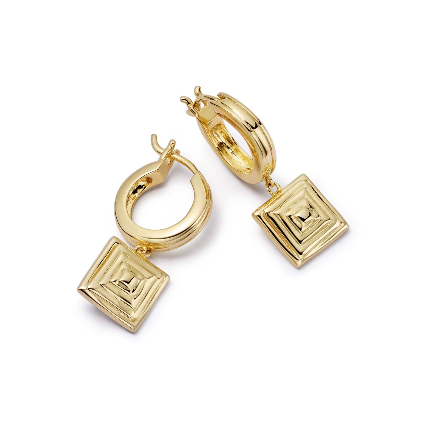 Strata Square Drop Earrings 18ct Gold Plate
