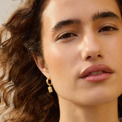 Strata Square Drop Earrings 18ct Gold Plate