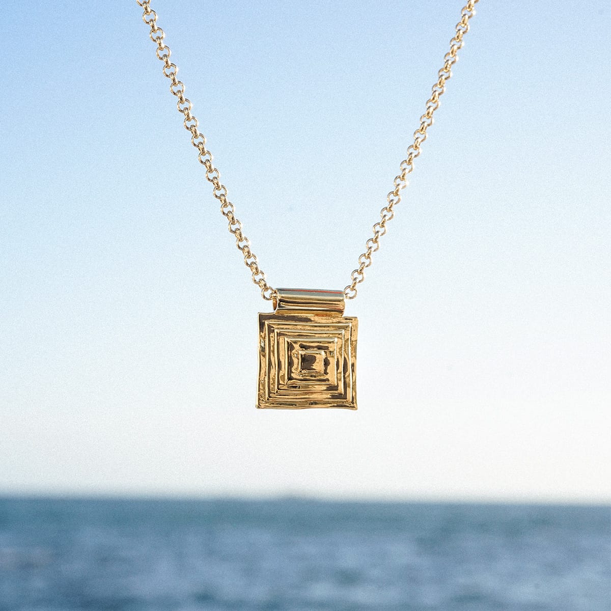 Strata Square Pendant Necklace 18ct Gold Plate