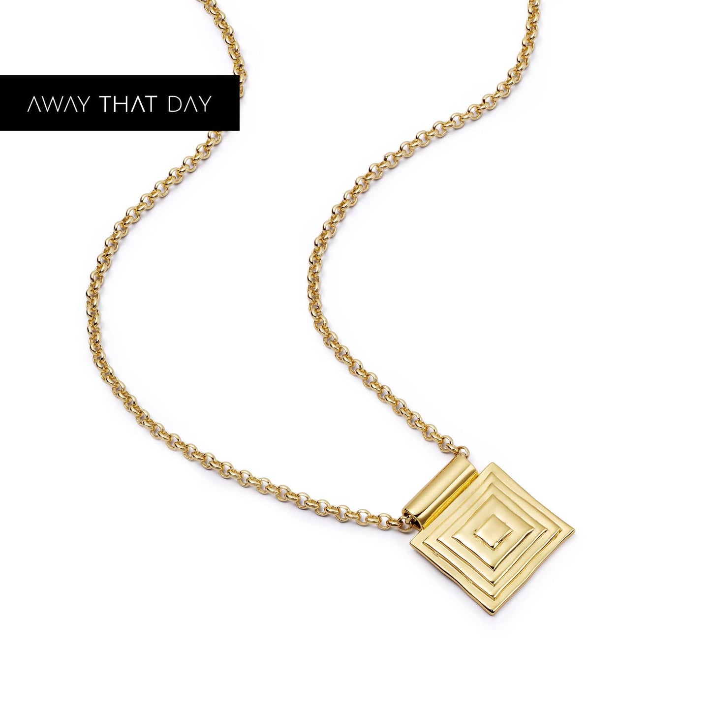Strata Square Pendant Necklace 18ct Gold Plate