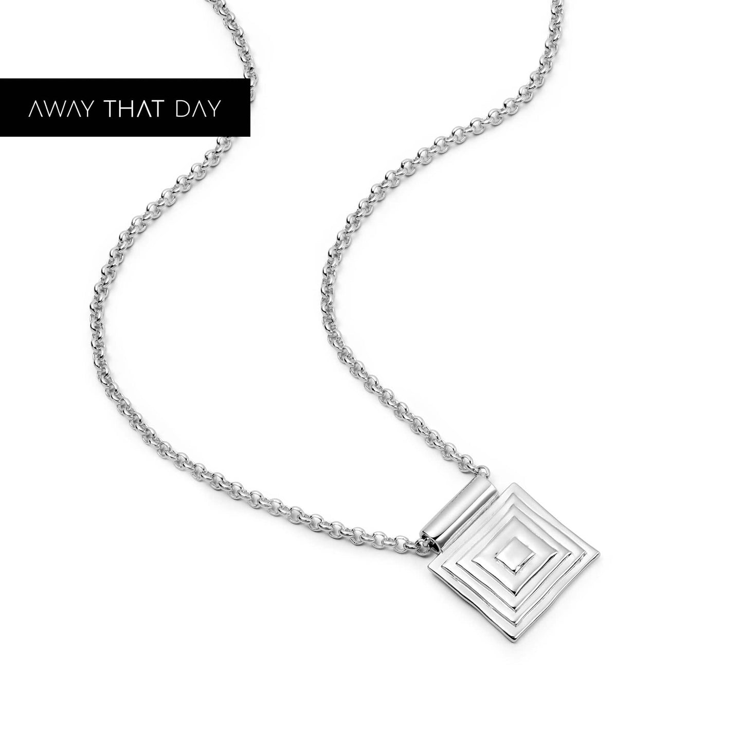 Strata Square Pendant Necklace Silver Plate