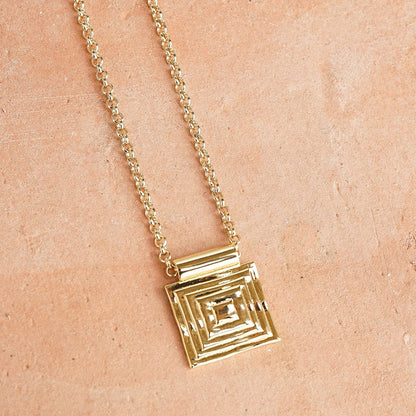 Strata Square Earrings & Necklace Set 18ct Gold Plate