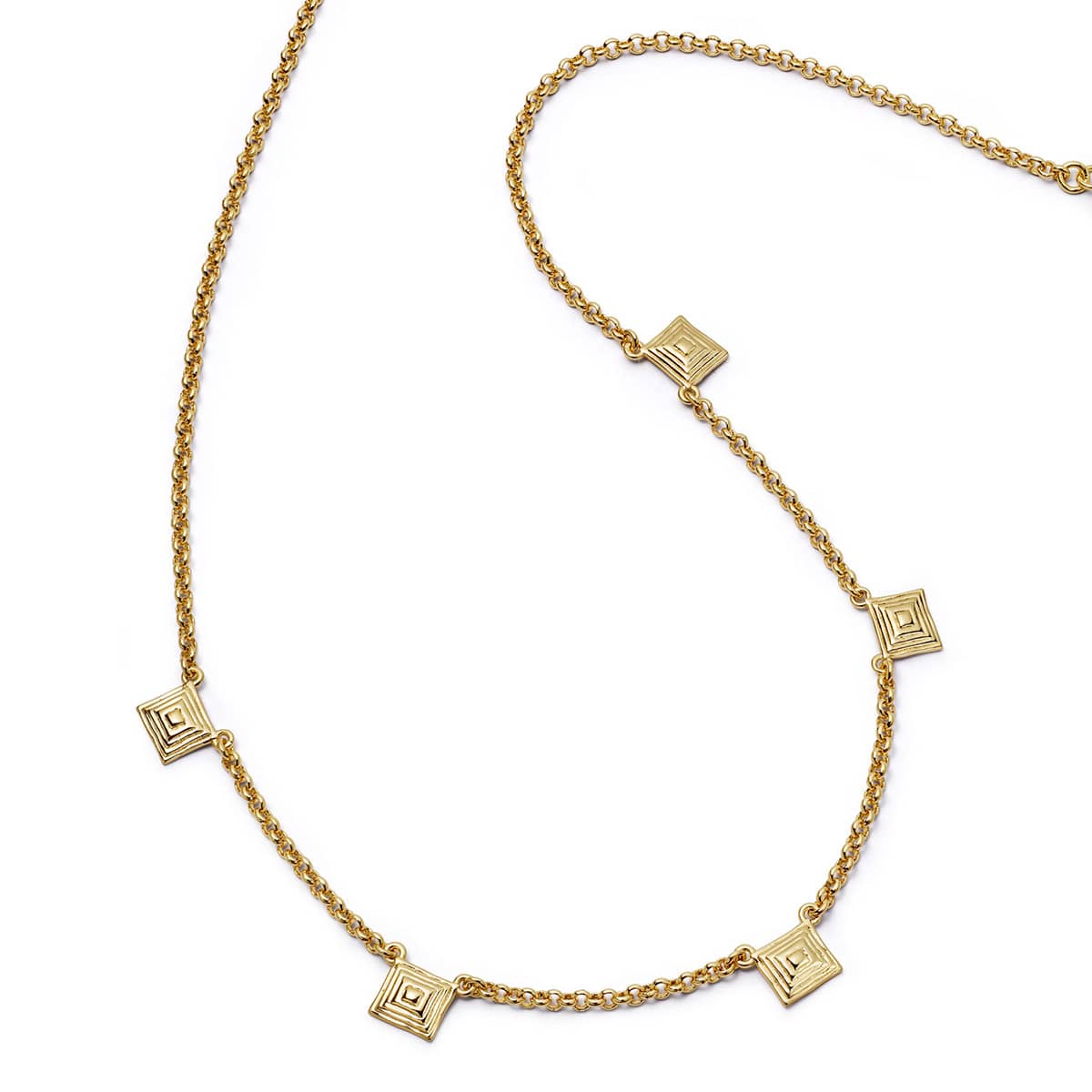 Strata Station Necklace 18ct Gold Plate