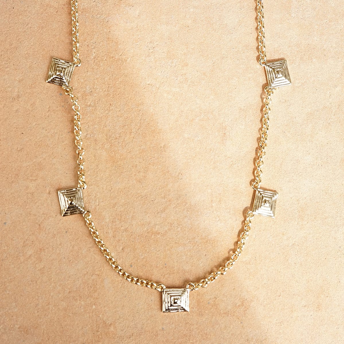 Strata Station Necklace 18ct Gold Plate