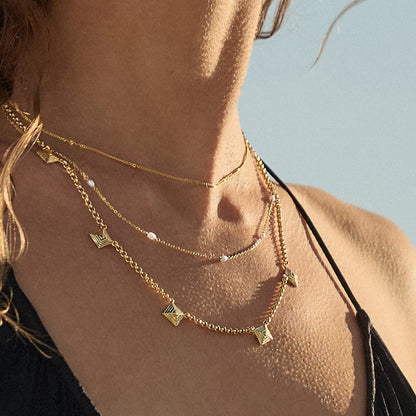 Strata Station Necklace 18ct Gold Plate