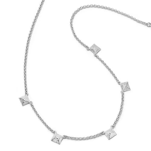 Strata Station Necklace Silver Plate