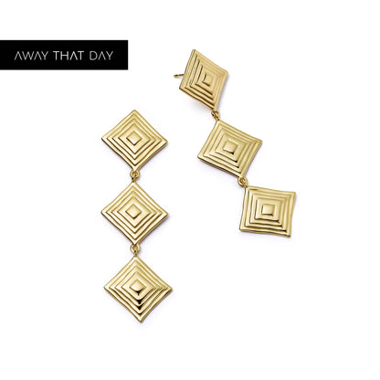 Strata Triple Drop Earrings 18ct Gold Plate