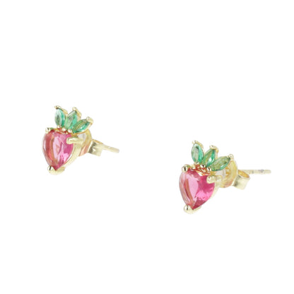 Strawberry Sweetheart Stud Earrings
