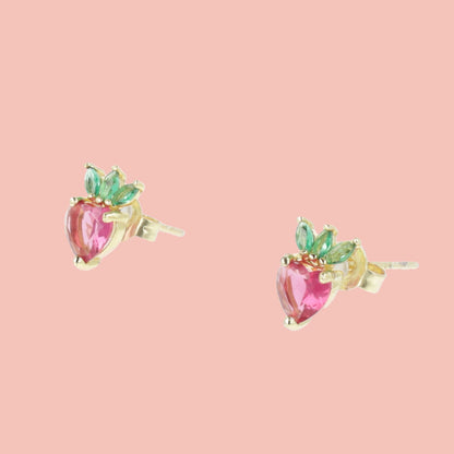 Strawberry Sweetheart Stud Earrings
