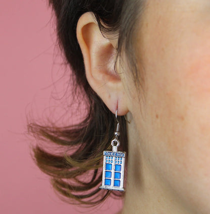 Tardis Earrings And Necklace Gift Set