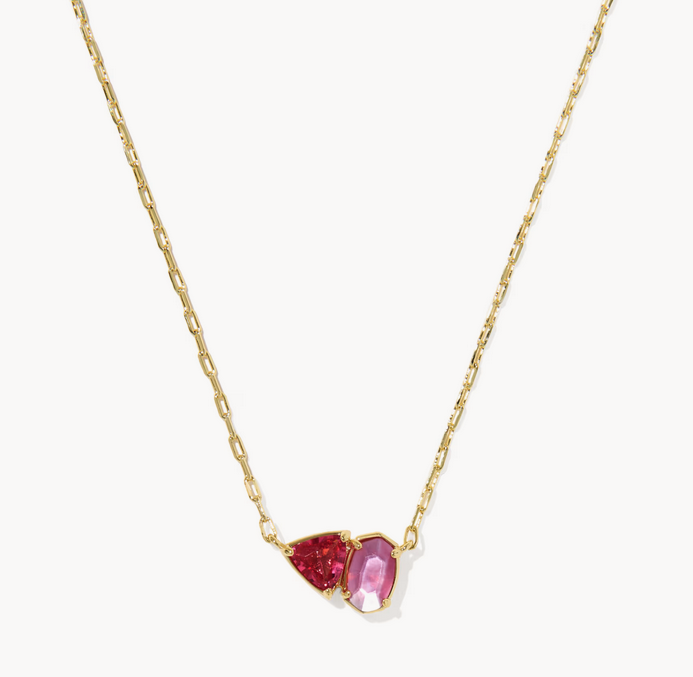 Tatum Short Pendant Necklace Pink Mix Gold