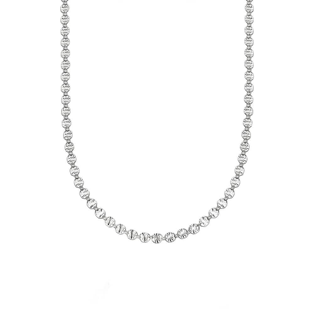 Textured Sunburst Chain Necklace Sterling Silver