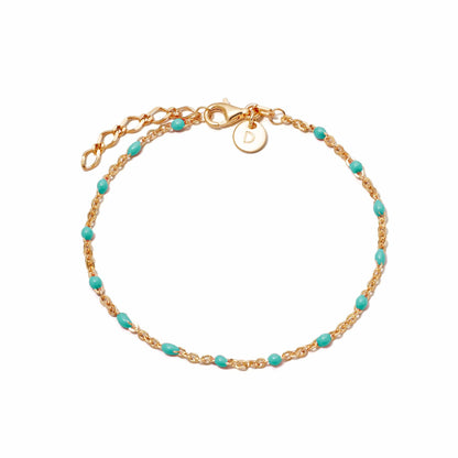 Treasures Turquoise Beaded Bracelet 18ct Gold Plate