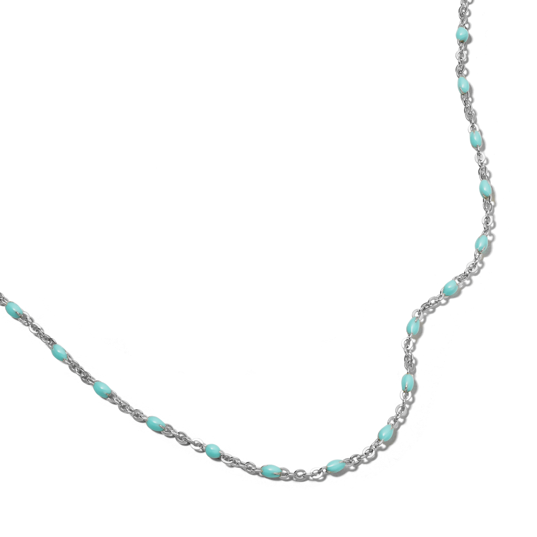 Treasures Turquoise Beaded Necklace Sterling Silver