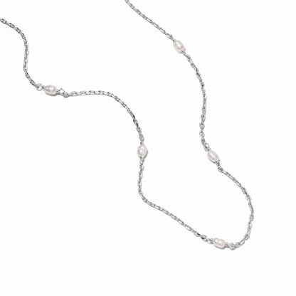 Seed Pearl Chain Necklace Sterling Silver
