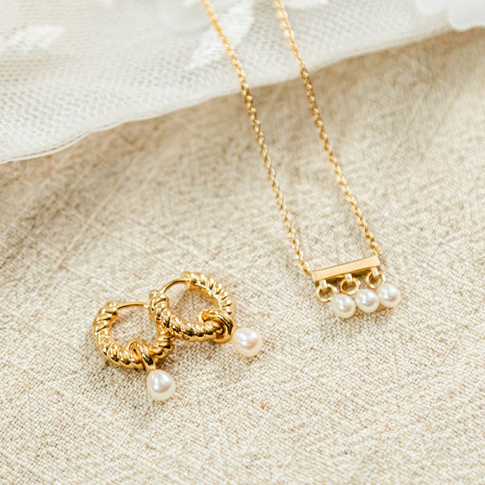 Treasures Seed Pearl Trio Necklace 18ct Gold Plate
