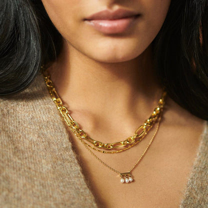 Treasures Seed Pearl Trio Necklace 18ct Gold Plate