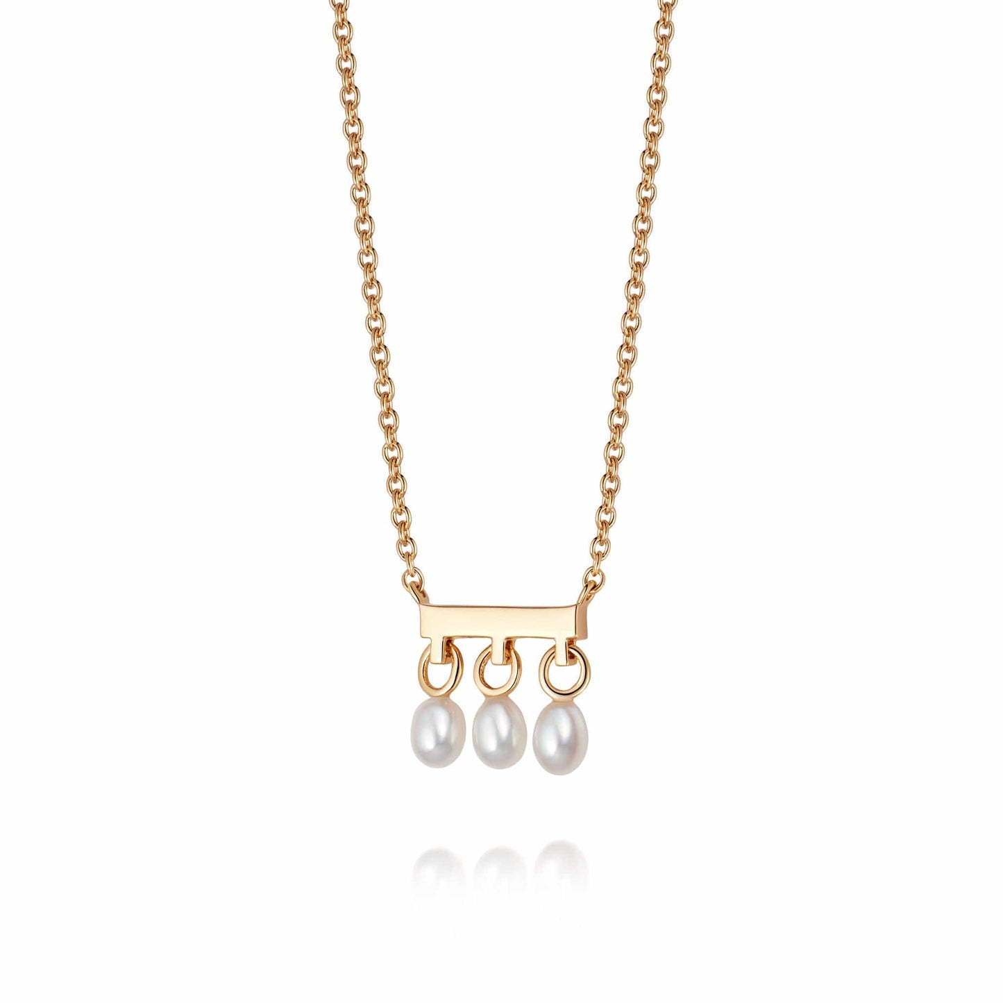 Treasures Seed Pearl Trio Necklace 18ct Gold Plate
