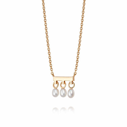 Treasures Seed Pearl Trio Necklace 18ct Gold Plate