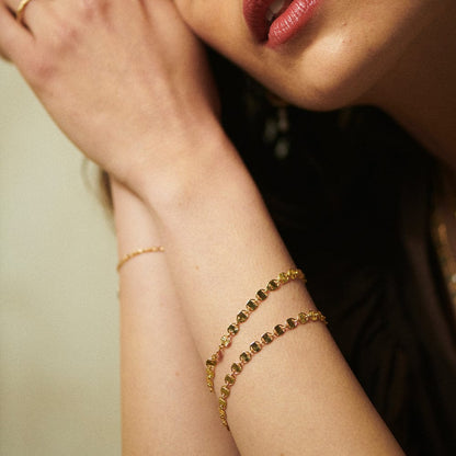 Textured Sunburst Chain Bracelet 18ct Gold Plate