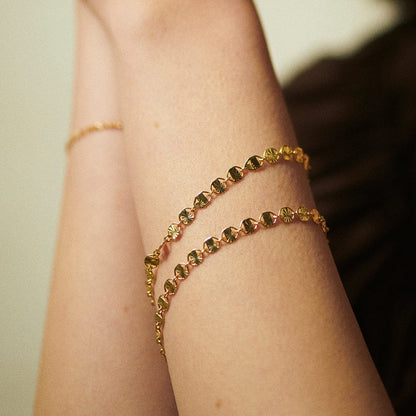 Textured Sunburst Chain Bracelet 18ct Gold Plate