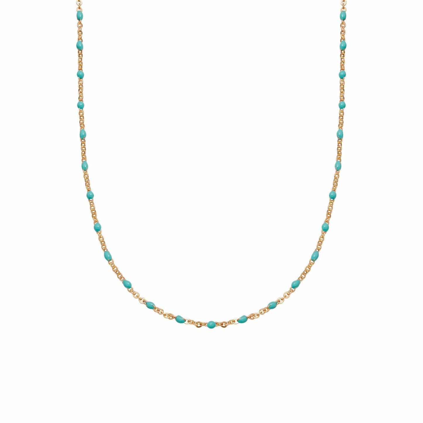Treasures Turquoise Beaded Necklace 18ct Gold Plate