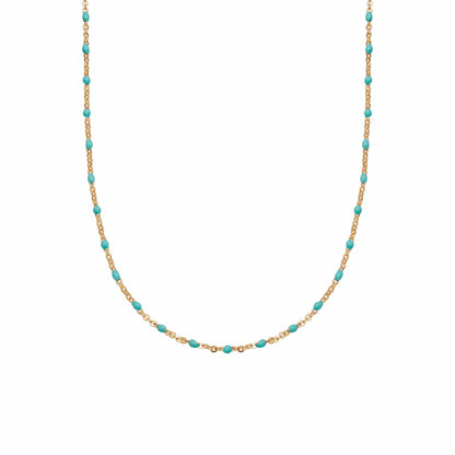 Treasures Turquoise Beaded Necklace 18ct Gold Plate