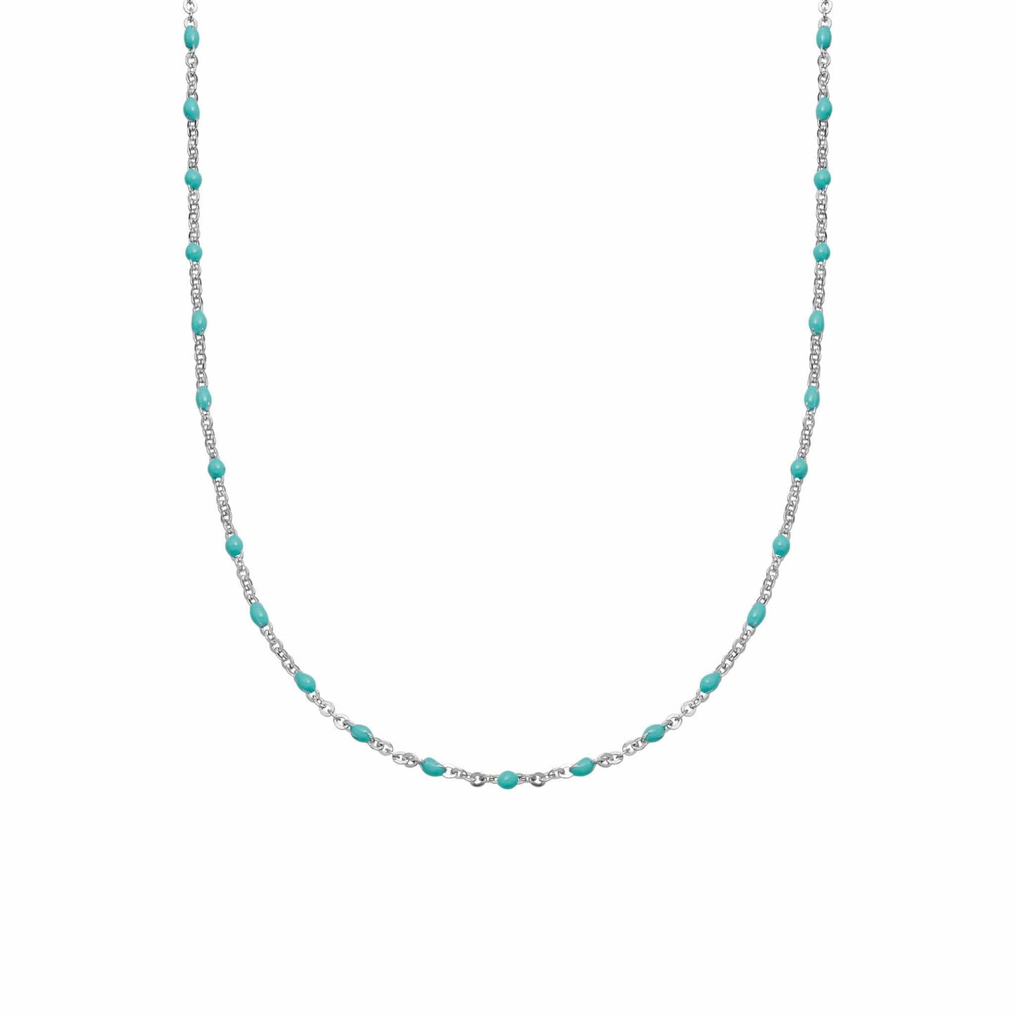 Treasures Turquoise Beaded Necklace Sterling Silver