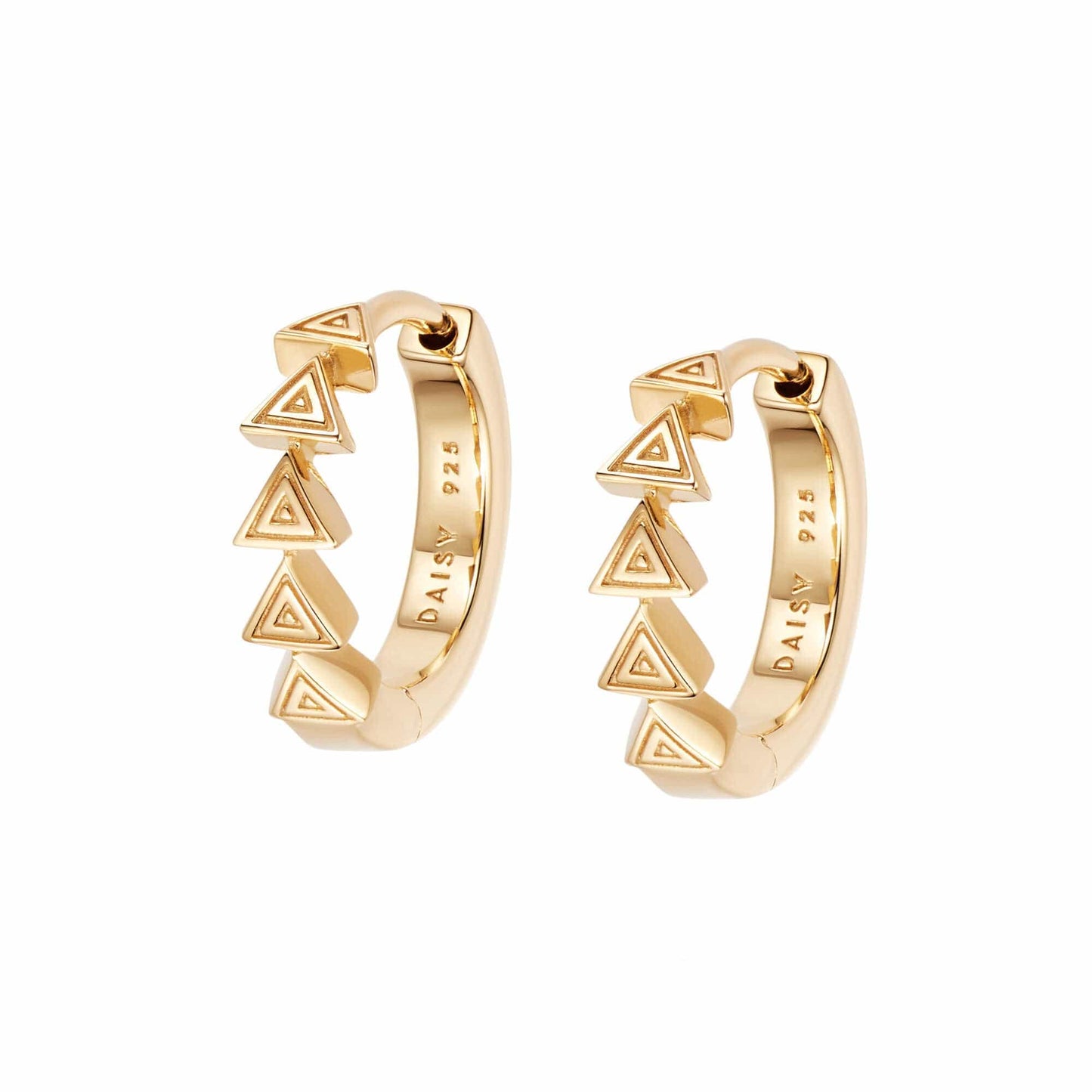 Triangle Huggie Hoop Earrings 18ct Gold Plate