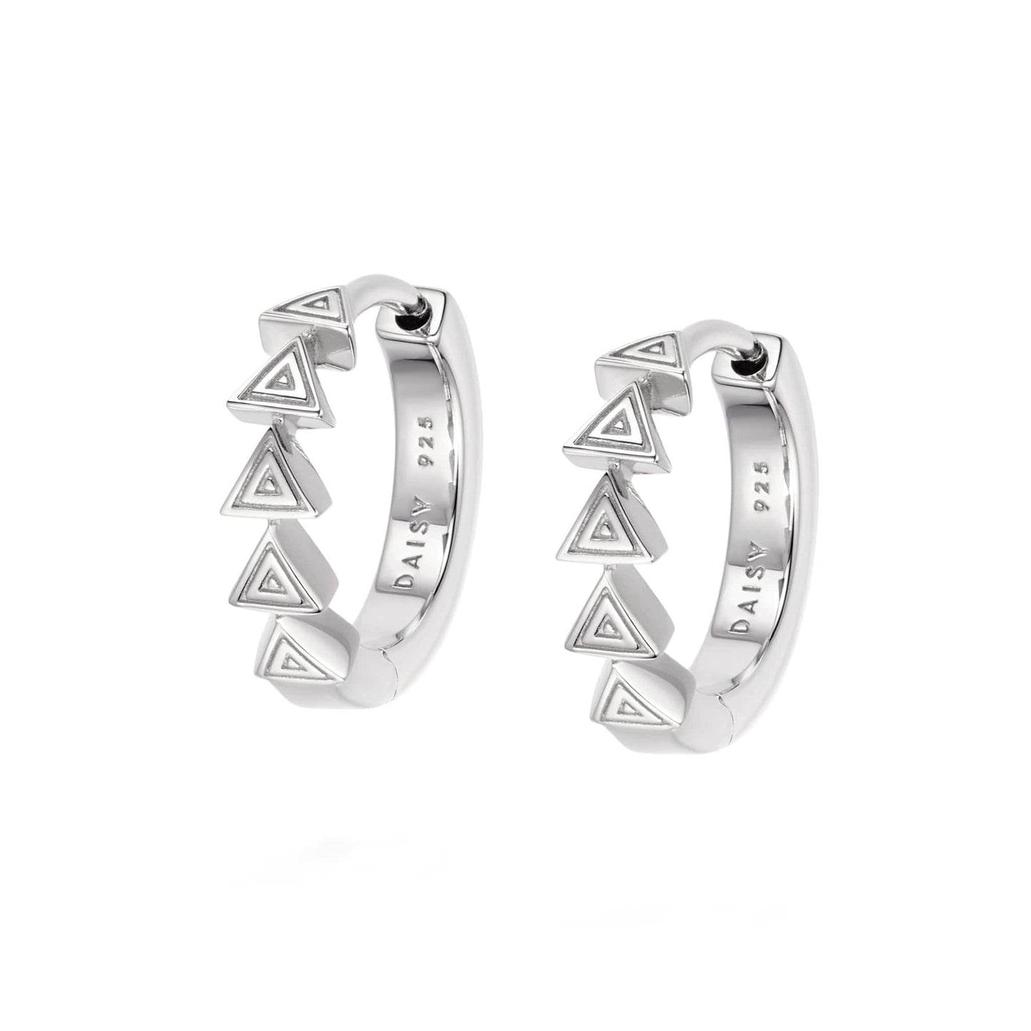 Triangle Huggie Hoop Earrings Sterling Silver