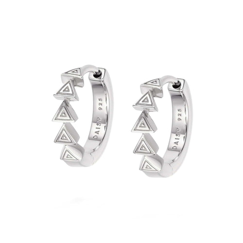 Triangle Huggie Hoop Earrings Sterling Silver