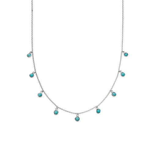 Turquoise Charm Necklace Sterling Silver