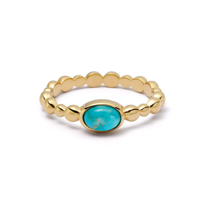 Turquoise Healing Stone Bobble Ring 18ct Gold Plate