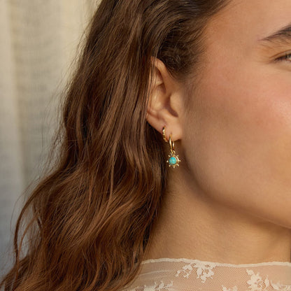 Turquoise Healing Stone Charm Earrings 18ct Gold Plate