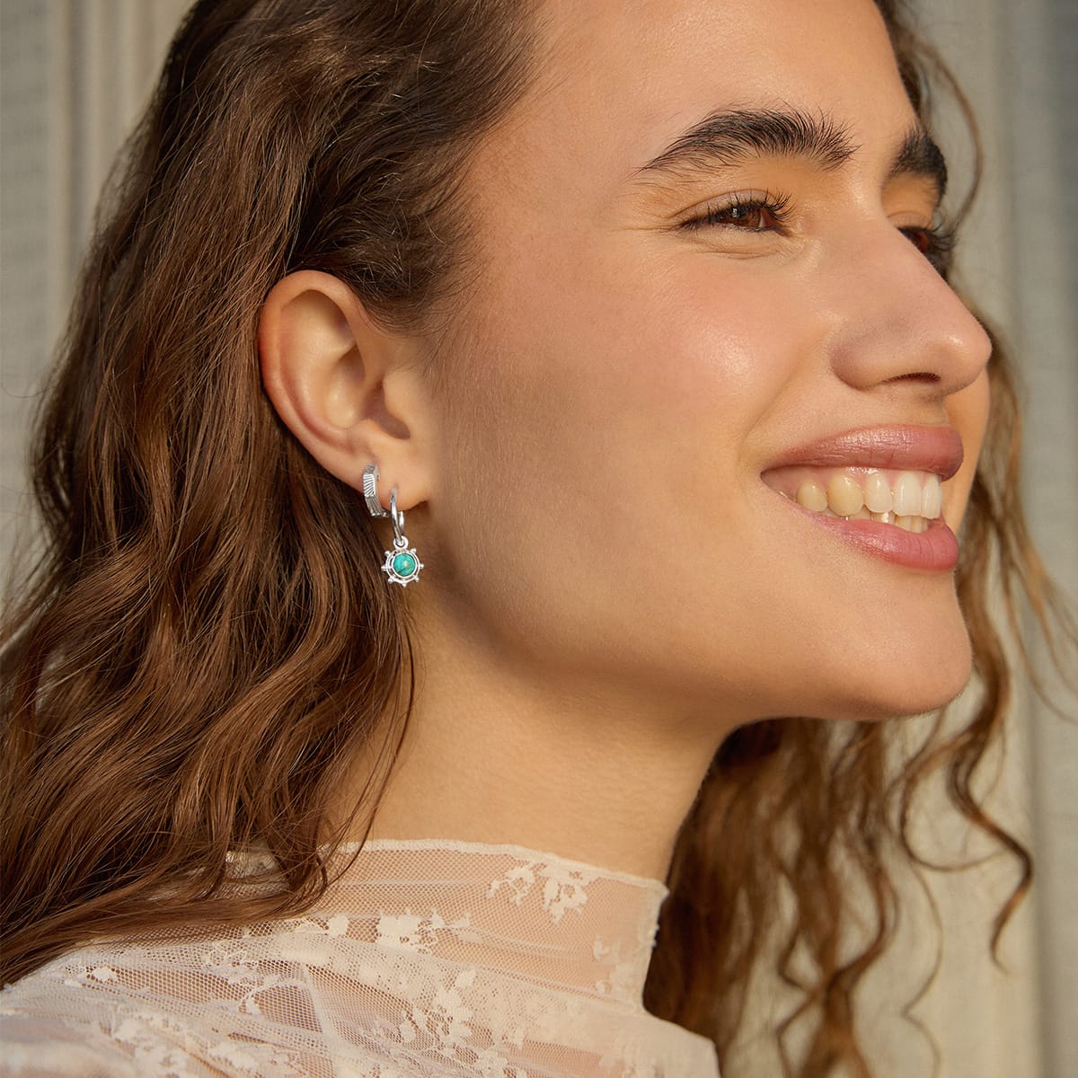 Turquoise Healing Stone Charm Earrings Sterling Silver