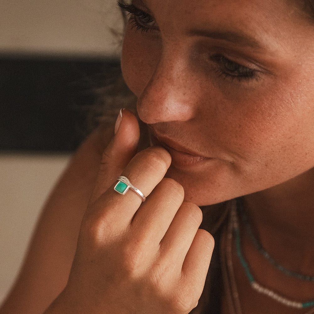 Turquoise Wave Ring Sterling Silver