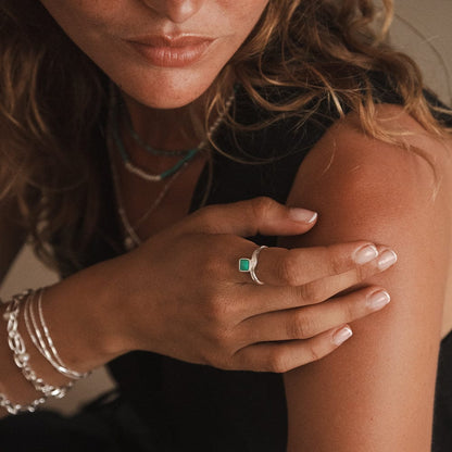 Turquoise Wave Ring Sterling Silver