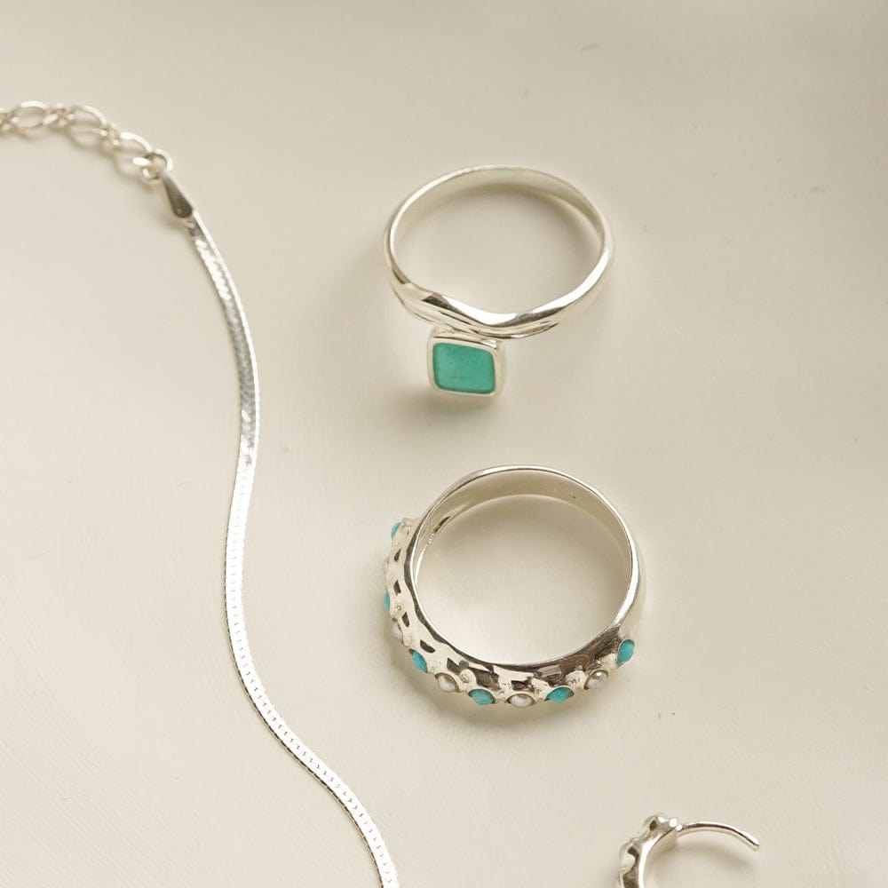 Turquoise Wave Ring Sterling Silver